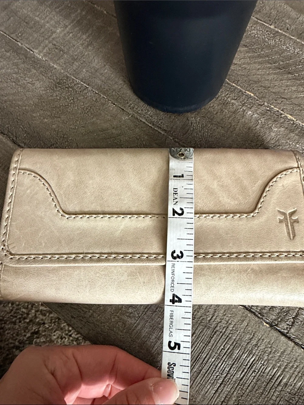 Frye Light Beige Leather Fold-Over Wallet - Picture 11 of 13